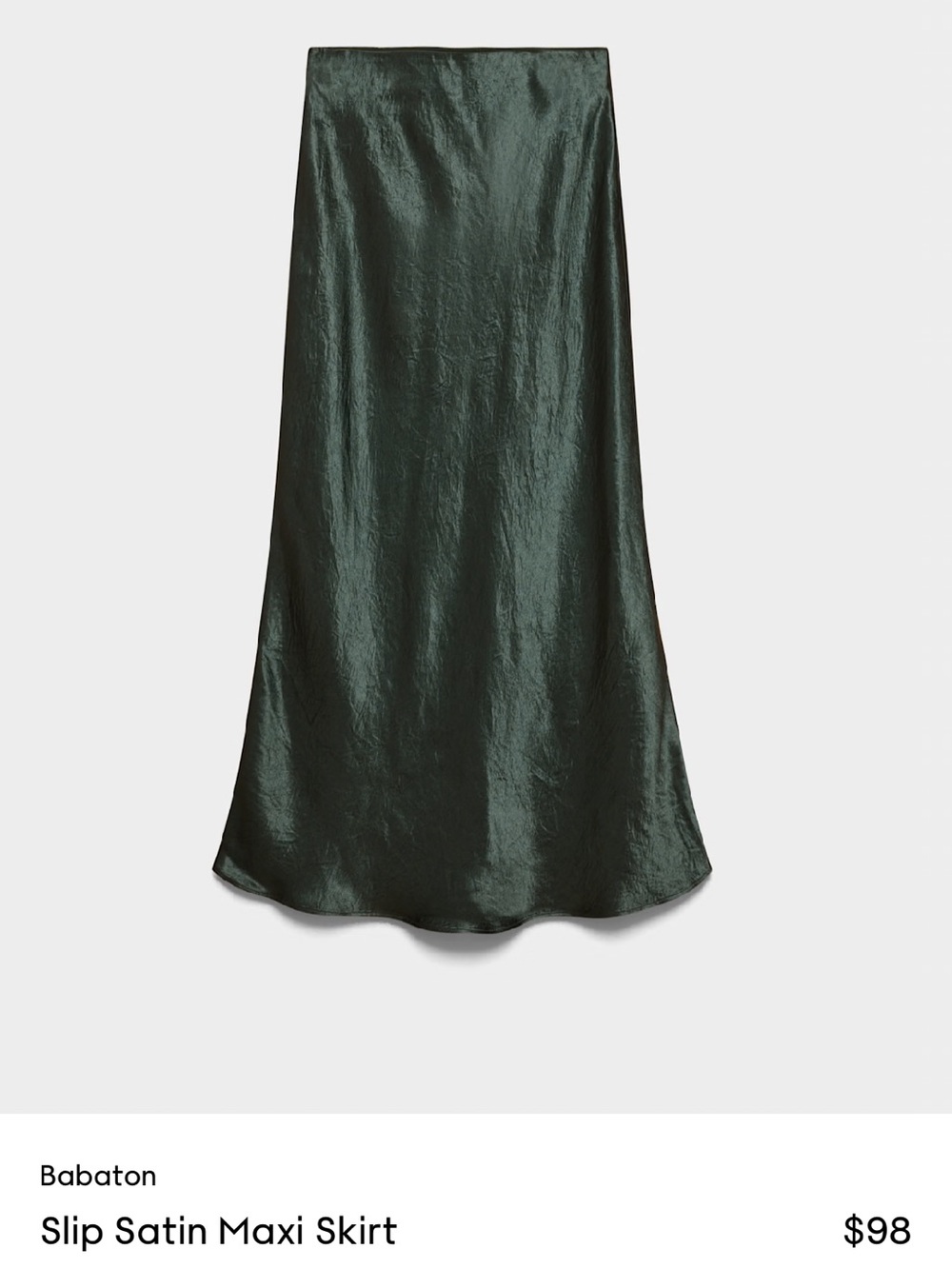 Babaton Fig tree green Satin Slip Maxi Skirt